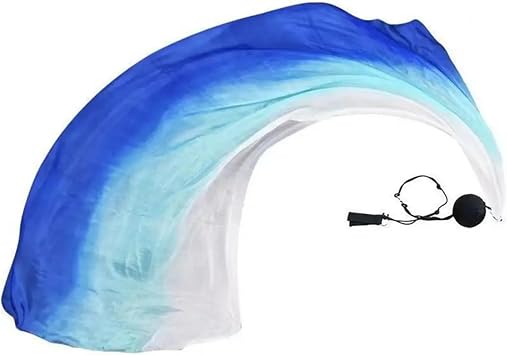 Silk Poi, 79x31.5 Elegant Dance Ribbons with Poi Ball Lightweight Play Silk Scarf Dance Prop for Performance, Flows Arts & Worship, Blue