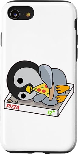Funda de regalo para iPhone SE (2020)  7  8 con diseño de pingüino perezoso para comer pizzas