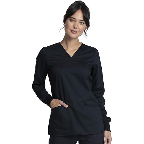 Workwear Revolution Tech Women Scrubs Top Long Sleeve V-Neck WW855AB