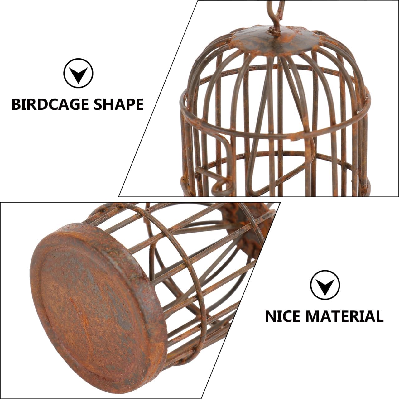Miniature Wrought Iron Bird Cage Pendant 1.57 Inch Decorative Garden Ornament Set of 2 for Indoor Outdoor Patio Micro Landscape and Dollhouse Decor