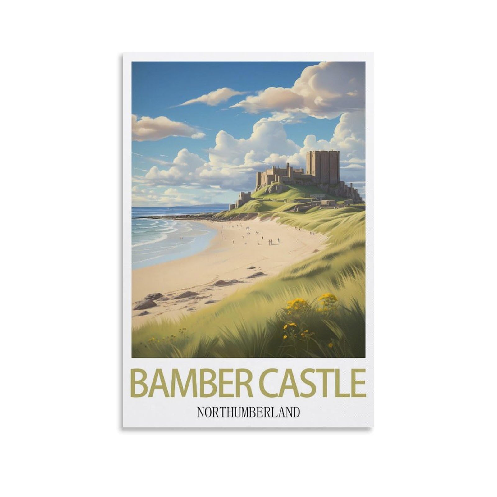 Hsayyiii Unframe-Style Bamburgh Castle Northumberland Vintage Travel Poster 08X12inch(20X30cm) Canvas Art Poster And Wall Art Picture Print Bedroom Decor