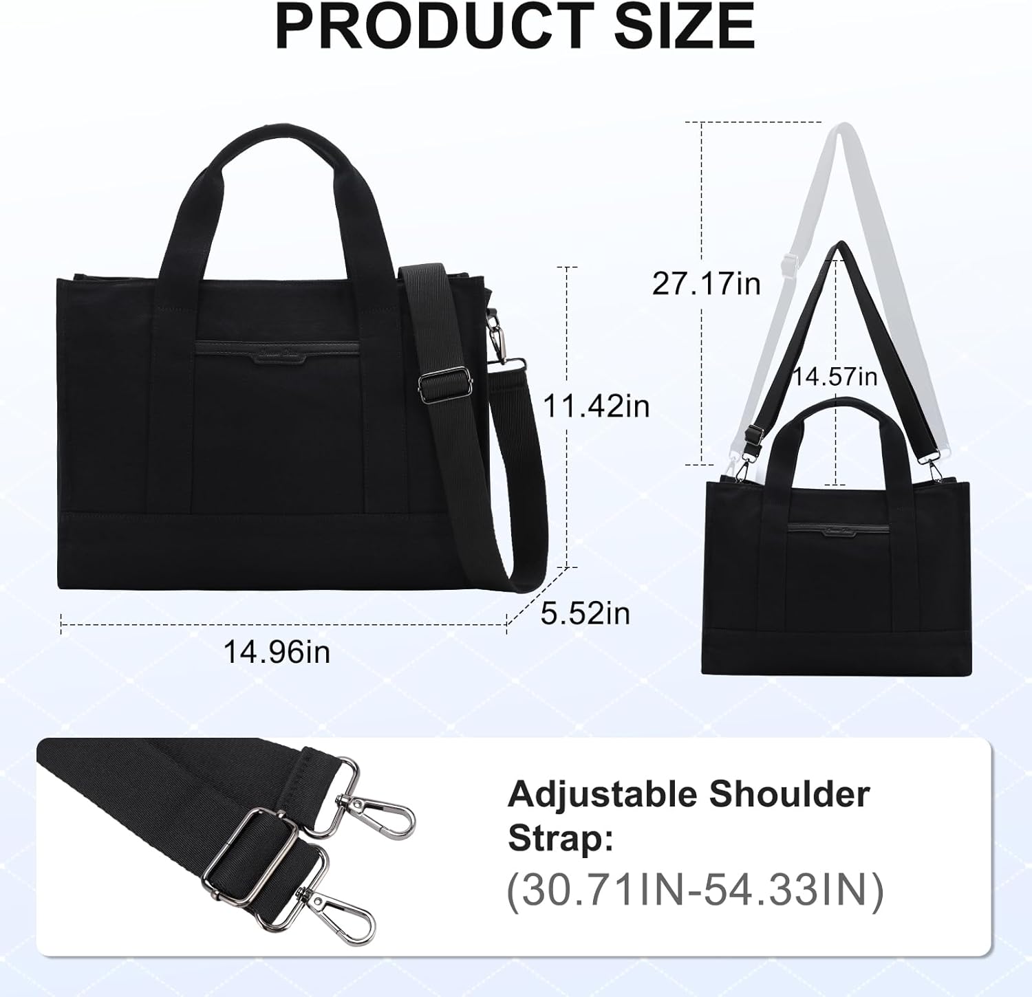 Chase Chic Canvas Tote Bag with Zipper for Women, Multi Pocket Shoulder Crossbody Handbag Bag with Compartments for Work - Image 3