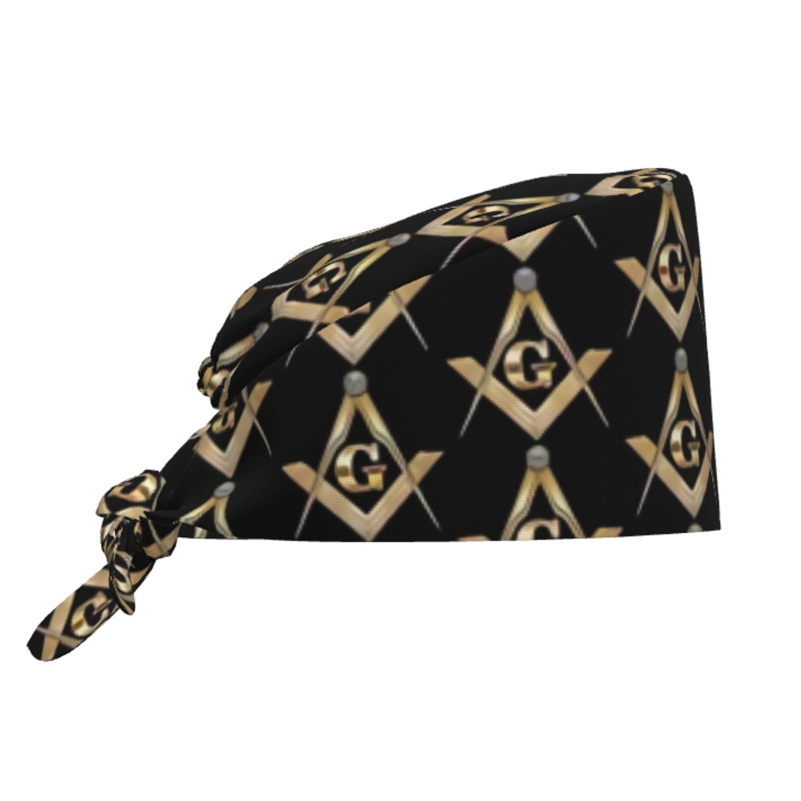 Cute Pug Dog Print Working Cap Scrub Cap with Sweatband,Adjustable Fashion Bandage Tie Back Hat Headwear for Women Men