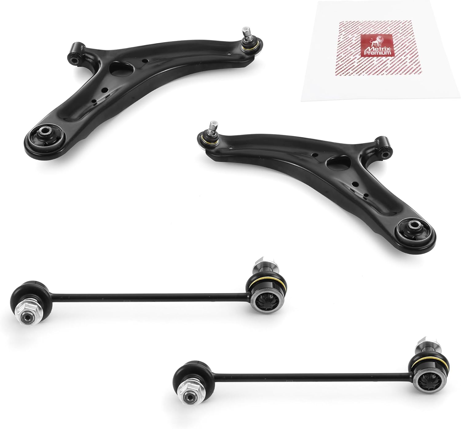 Metrix Premium Chassis Parts - 4 PC Front L/R Lower Control Arm & Front L/R Sway Bar Stabilizer End Link Kit Fits 2010-2013 Kia Soul, Replacement RK622262, RK622263, K750597, K750598, Made in Europe