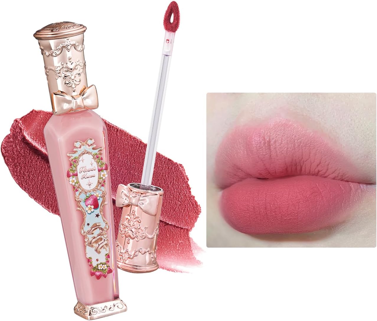 Strawberry Rococo Cloud Lip Cream Matte Liquid Lipstick-Long Lasting&Highly Pigmented Lip Stain -Velvety Waterproof Lip Makeup for Girls&Women-0.12 Fl Oz,1 Count(S05 Tiny Tulip)