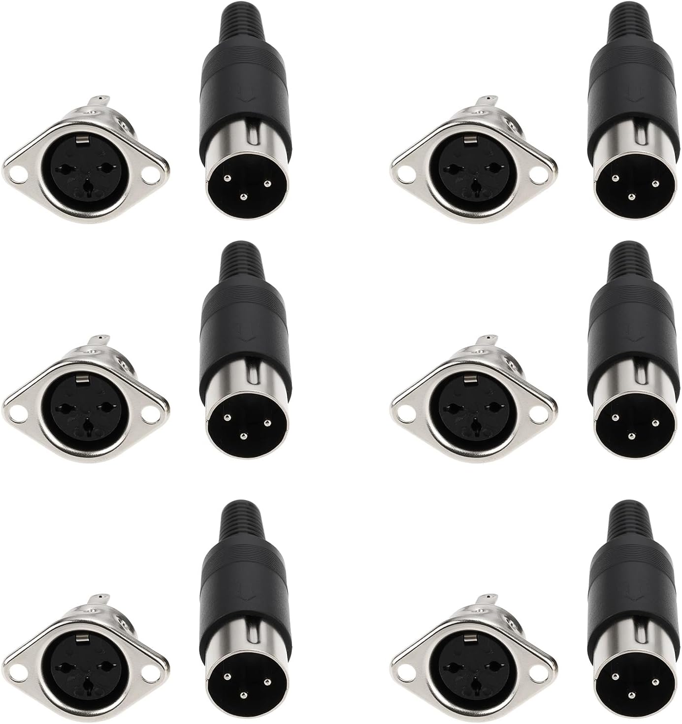 6pcs 3 Pin DIN Male Plug Female Adapter Solder Panel Mount for Digital Equipment Video Signals Chassis