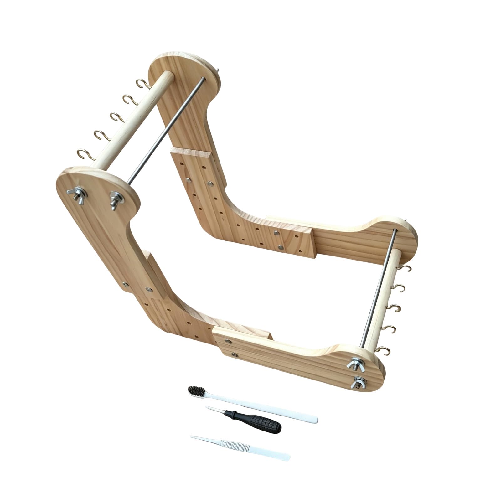 Marco de cuentas de joyería de madera con configuración de ajustable para encordar pulseras, tejer cuentas y trabajos artesanales Marco de tejido de cuentas ajustable Herramienta de encordar de