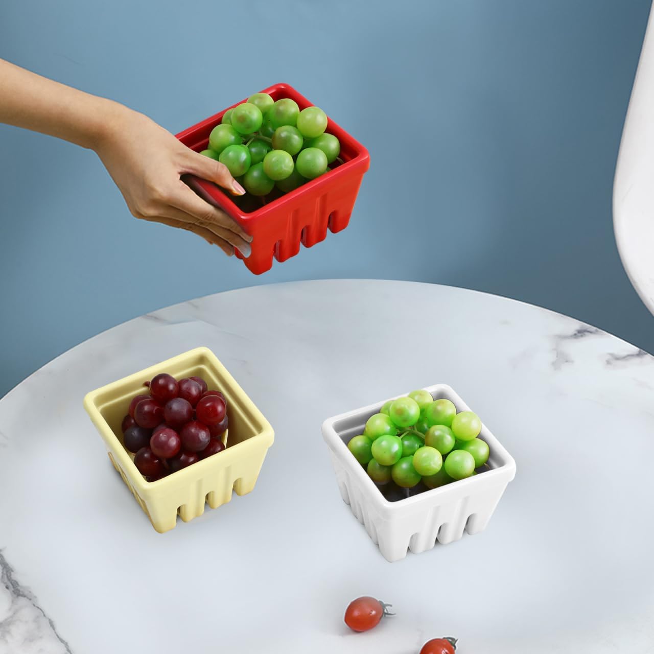 Luxshiny 3pcs Berry Basket with Cork Coasters Set Pulp Berry Basket Bowls Fruit Packaging Fruit Containers Keeper Containers for Fridge