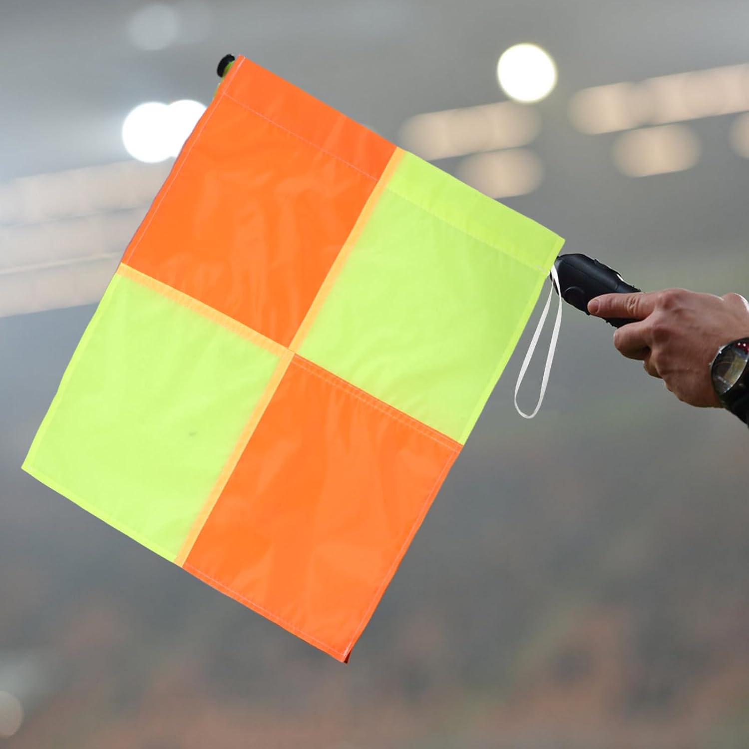 4pcs Soccer Corner Flags: Checkered Linesman Flags for Football Field Games and Practice - High-Visibility Orange and Yellow Color - Referee/Coaches Gear, 18.7x14.6"