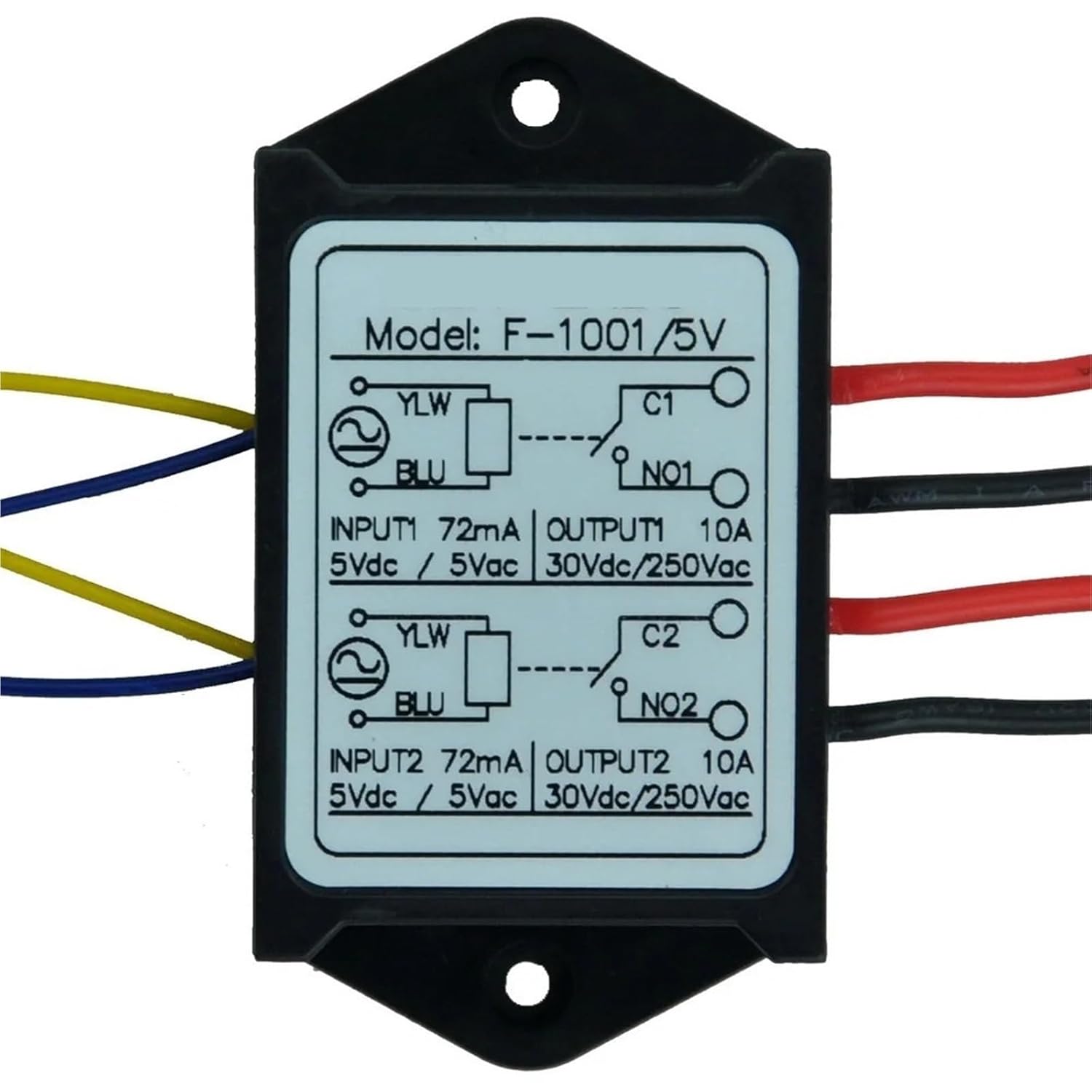 Dual SPST-NO 10A Power Relay Module, 5V AC/DC Control, Compact Design for Flexible Signal Selection