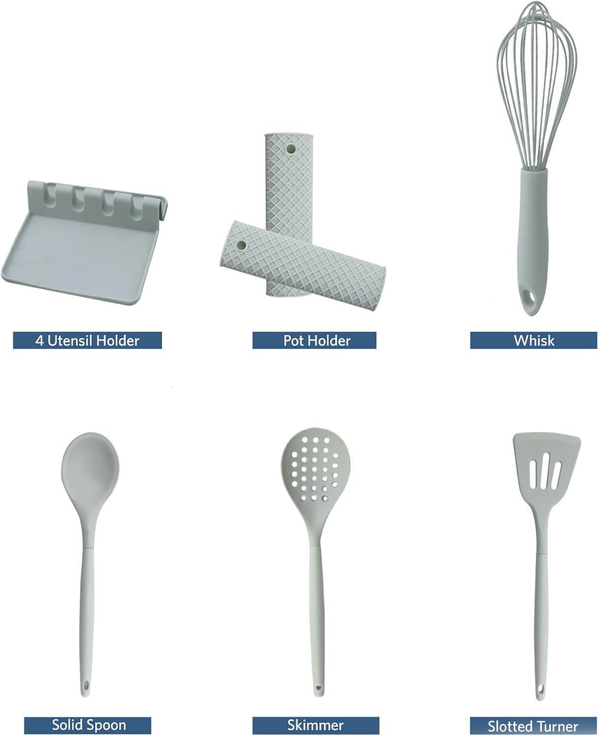 G&S Design Silicone Cooking Utensil Set, 7-Piece Set