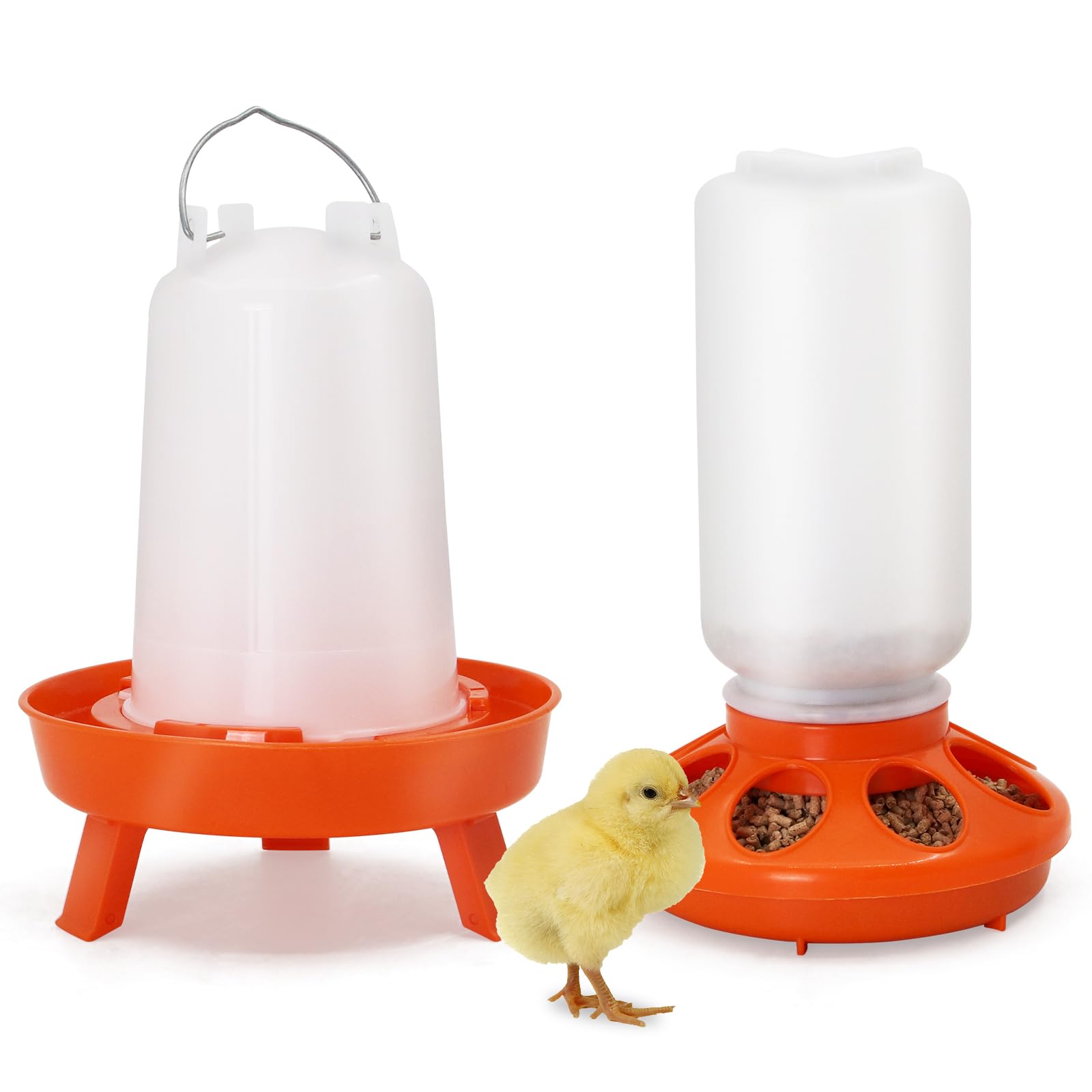 Abreuvoir à poulet sur pieds et mangeoire pour poulailler et canards de jardin