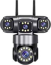 20MP Four Lens WiFi PTZ Outdoor Surveillance Camera | Four Screen PTZ Security Camera Supports Multi-Angle Outdoor Monitoring(US,10K NO SD Card)