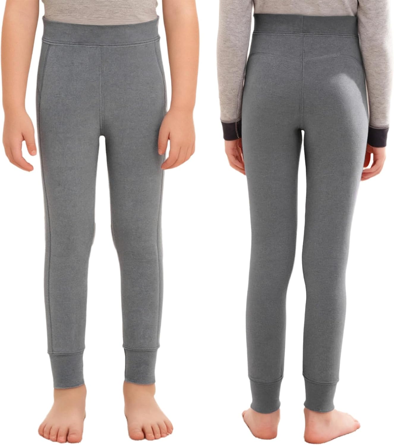 YiZYiF Fleece Lined Trousers for Boys Girls Thick Warm Pants Stretchy Tights Basic Bottom Underwear Thermal Leggings