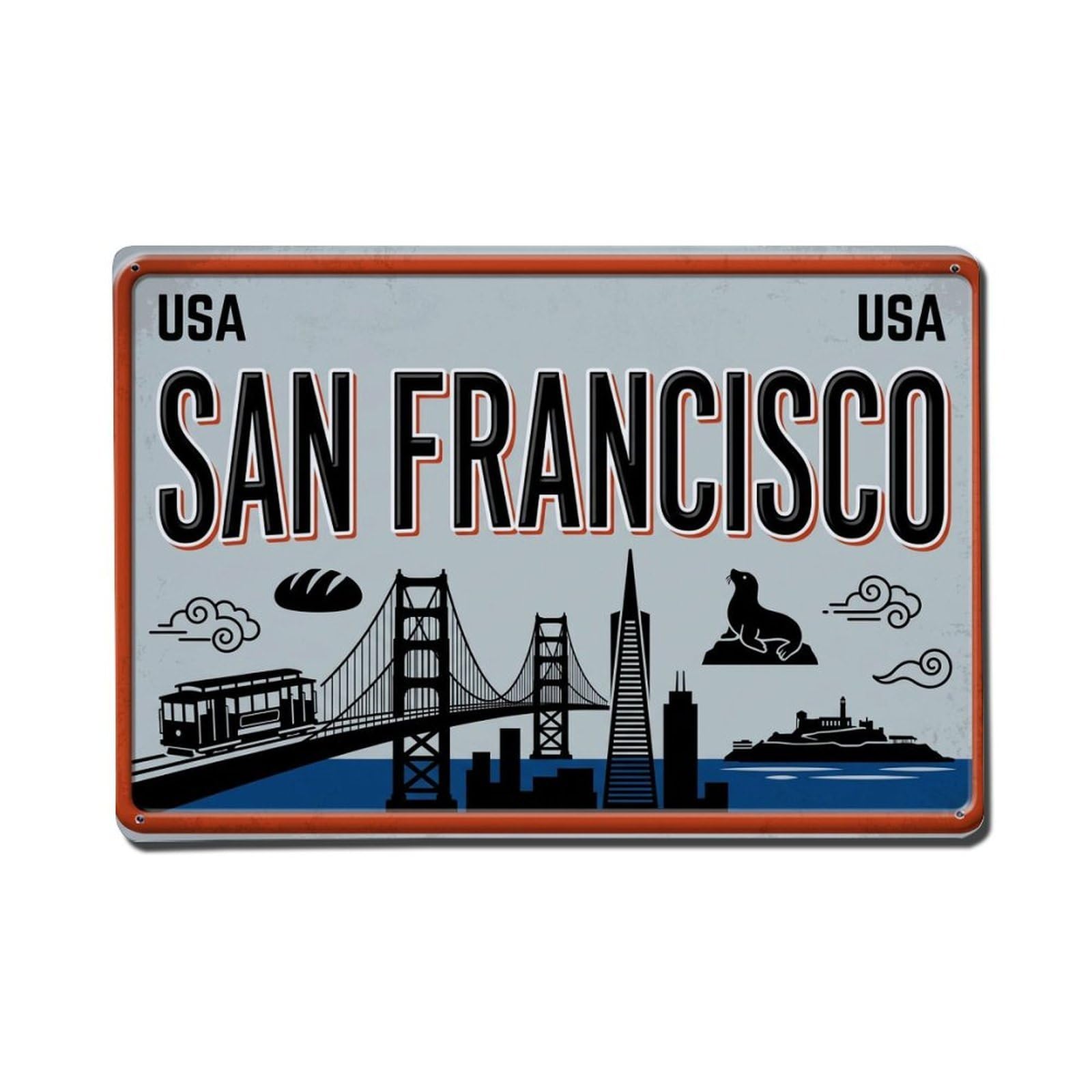 Xanthor Style Vintage Travel San Francisco Usa Bridge Cable Metal Tin Sign