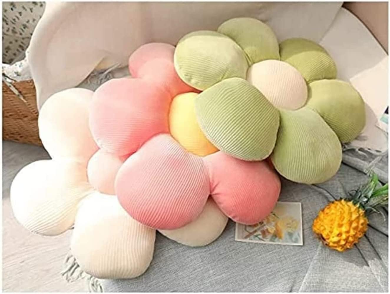 LEHU Flower Floor Pillow, Flower Shaped Seating Cushion -Cute Flowe Pillow for Girls Tweens Room Decor Floor Pillow for Reading and Lounging Comfy (Green Petals,23'')