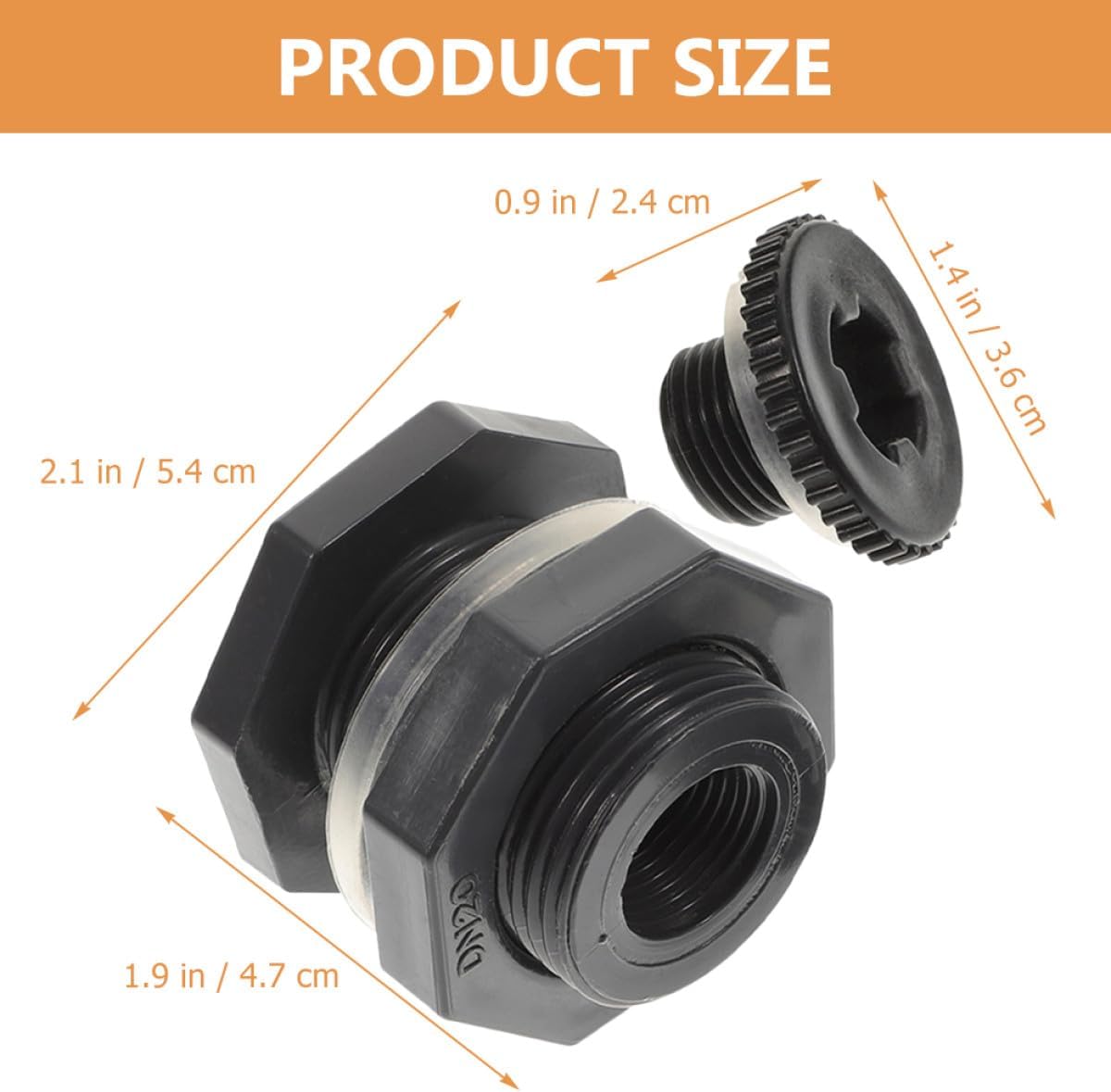 1/2 Inch Pvc Bulkhead Fitting Water Tank Connector with Plug and Seal Gasket for Rain Barrels, Ponds, and Aquarium Plumbing
