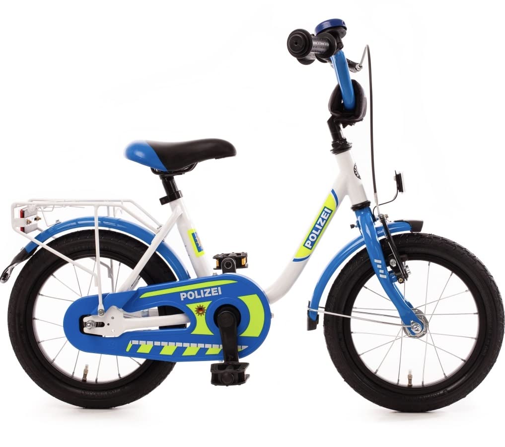 Bachtenkirch Kinderfahrrad 14 Zoll mit Seitenständer und Rücktrittbremse Jungen Mädchen Fahrrad für Kinder ab 3 Jahren deutsche Polizei Modell 2023 Sport & Freizeit