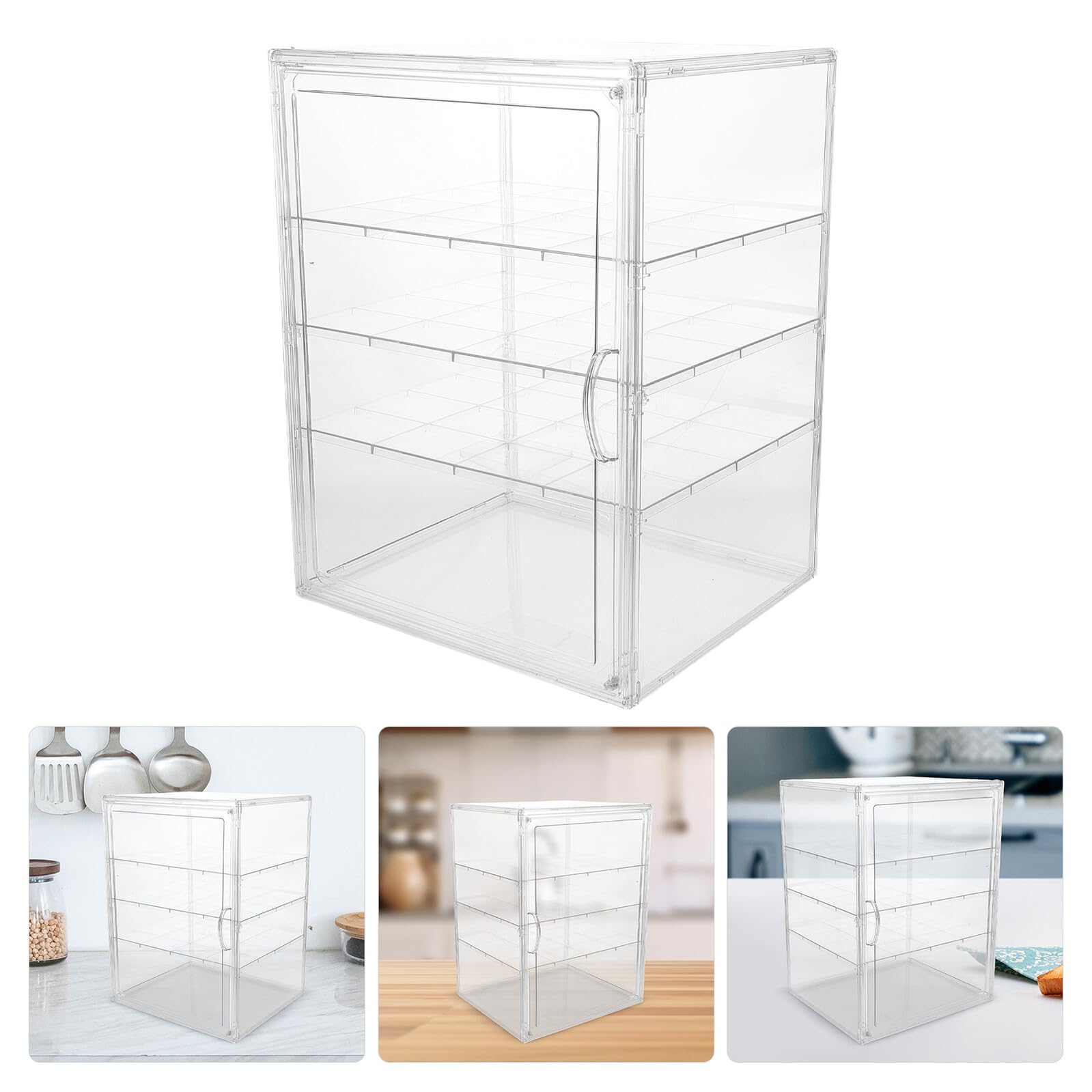 Ipetboom Vetrina per Pane e Pasticceria da Banco Trasparente 4 Ripiani Regolabili in Plastica Smontabile, Contenitore per Prodotti da Forno per Panetteria e Cucina Professionale