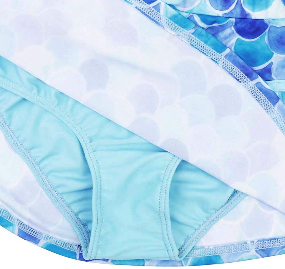 Miniatura 4 de TFJH E Traje de baño de dos piezas para niñas UPF 50+ UV para niños, traje de baño de 2 a 12 años, falda de protección contra rashguard