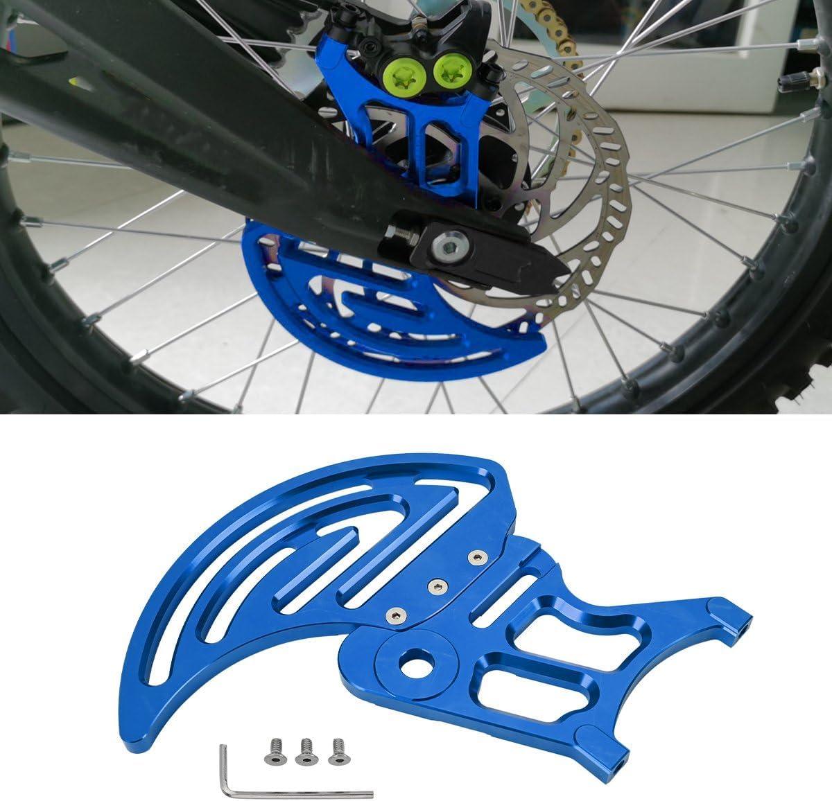 2Pcs Rear Brake Disc Guard Cover,Dirt Pit Bike Aluminum Motorcycle Parts Sprocket Guards Derailleur Cover Caliper Chain Protector for Sur Ron S/X Light Bee/Segway X260 X160 (Blue)