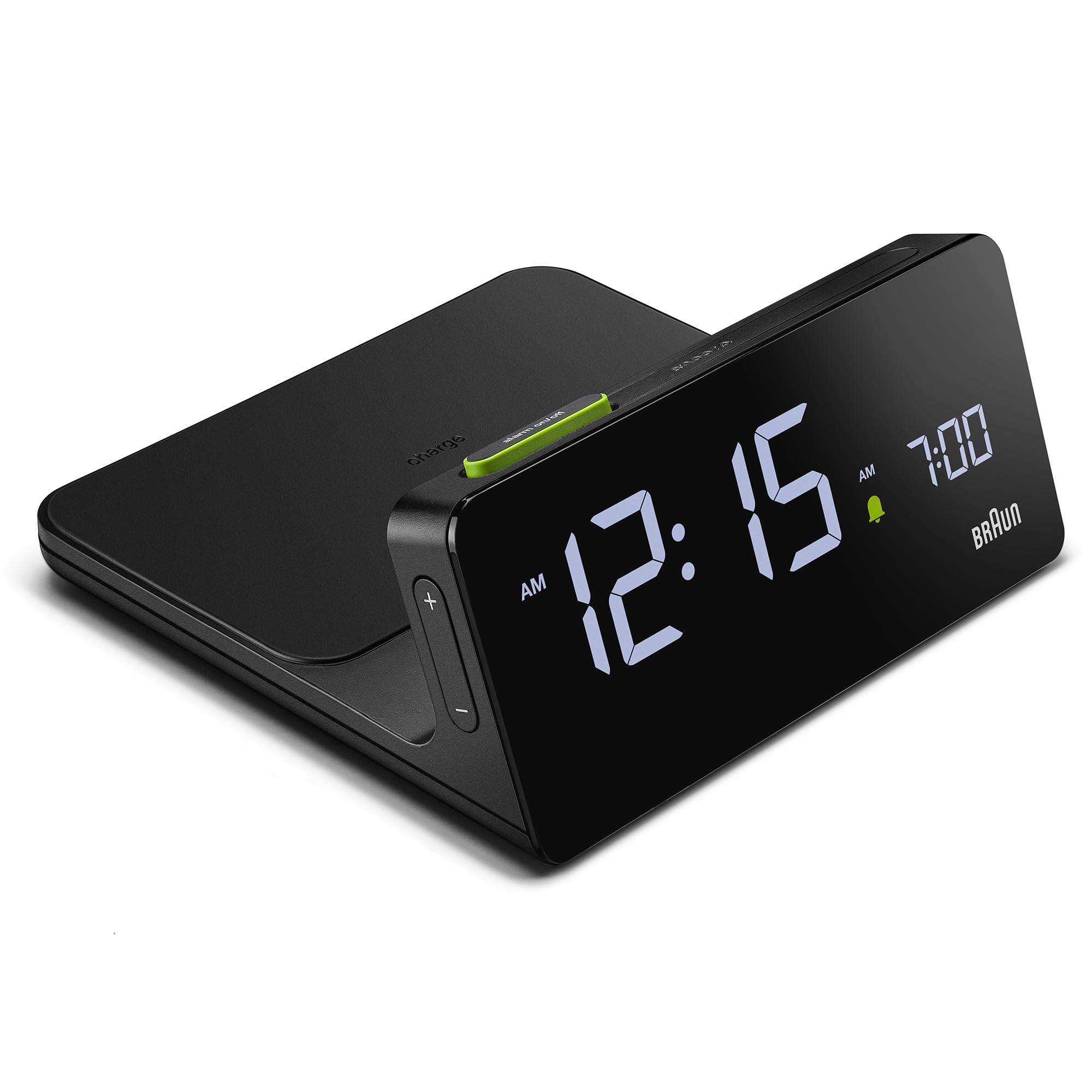 Sponsored Ad – Braun Digital Alarm Clock with VA LCD Display, 10W Qi Wireless Fast-Charging Pad, Automatic Backlight Adjustment, Quick Set, Beep Alarm in Black, model BC21B.