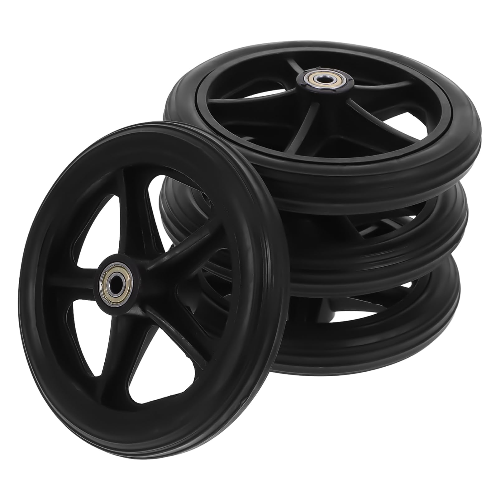 Ruedas Delanteras para Silla de Ruedas, Repuesto 4 Piezas Negro | Abs, Pvc y Acero, Rodaje Suave, Carga Estable, Uso Interior y Exterior