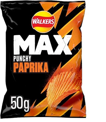 Walkers Max Punchy Paprika Crisps 50g (Pack of 24)