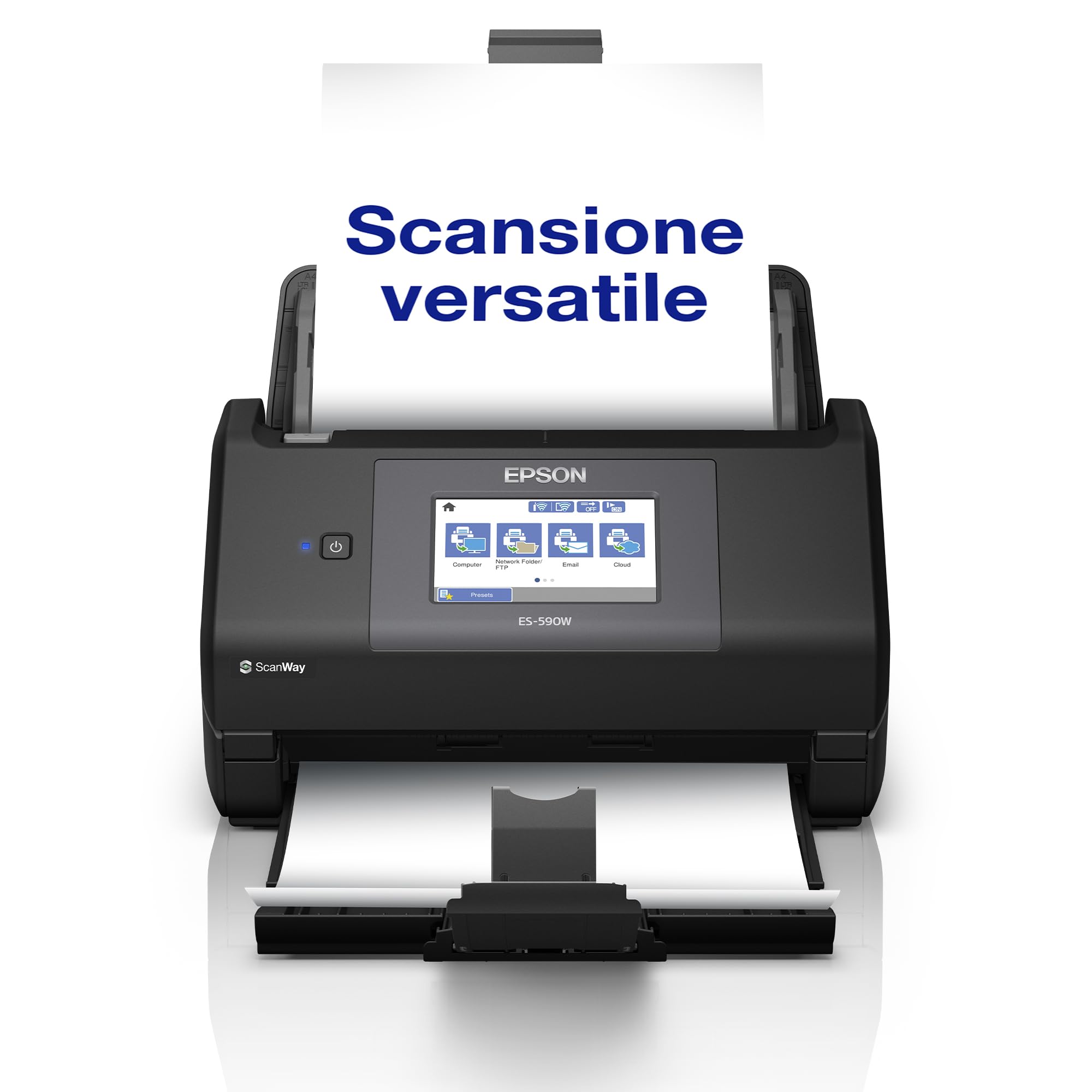 Epson WorkForce ES-590W Scanner documentale Wi-Fi | 45 ppm / 90 ipm | Alimentatore automatico di documenti da 100 fogli | Touchscreen 10,9 cm | Colore | Scansione wireless verso più destinazioni | A4