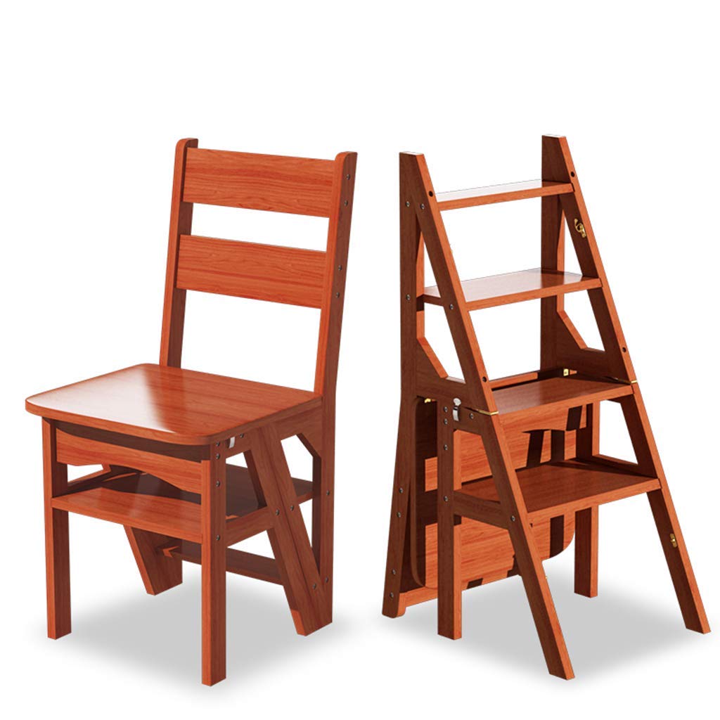 Escabeau en bois massif avec pédale large 4 couches pour rangement haut