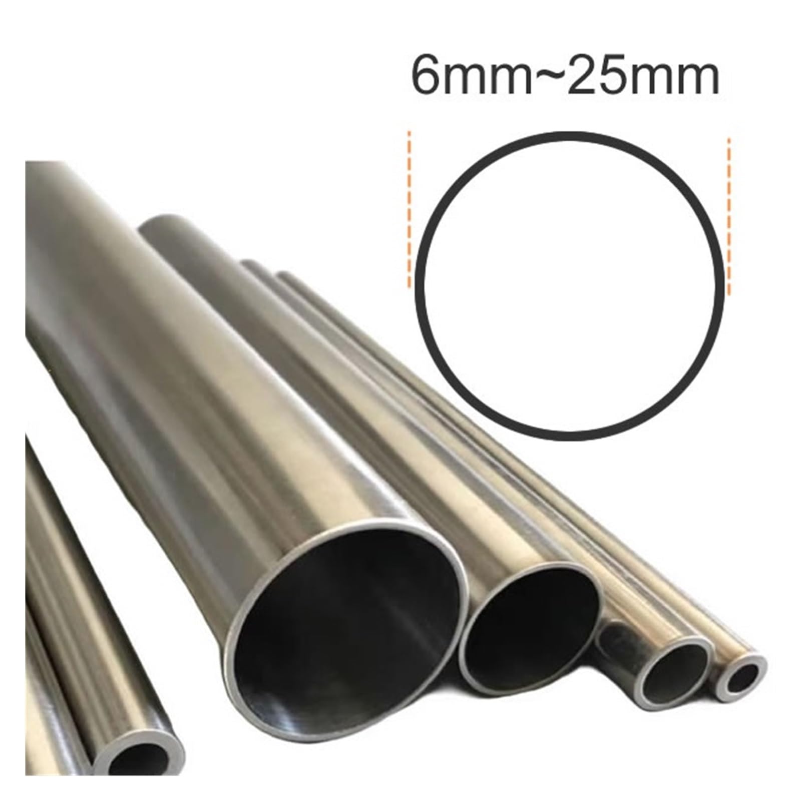 Diametro esterno 25mm del tubo di precisione in acciaio inossidabile 304 Interno 23mm 22mm 20mm 19mm Lucido Interno Esterno OD6 a OD25mm(500mm,OD15MM ID11MM)