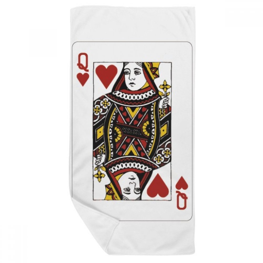 Serviette de bain cartes à jouer Coeur Q cadeau original 35x70