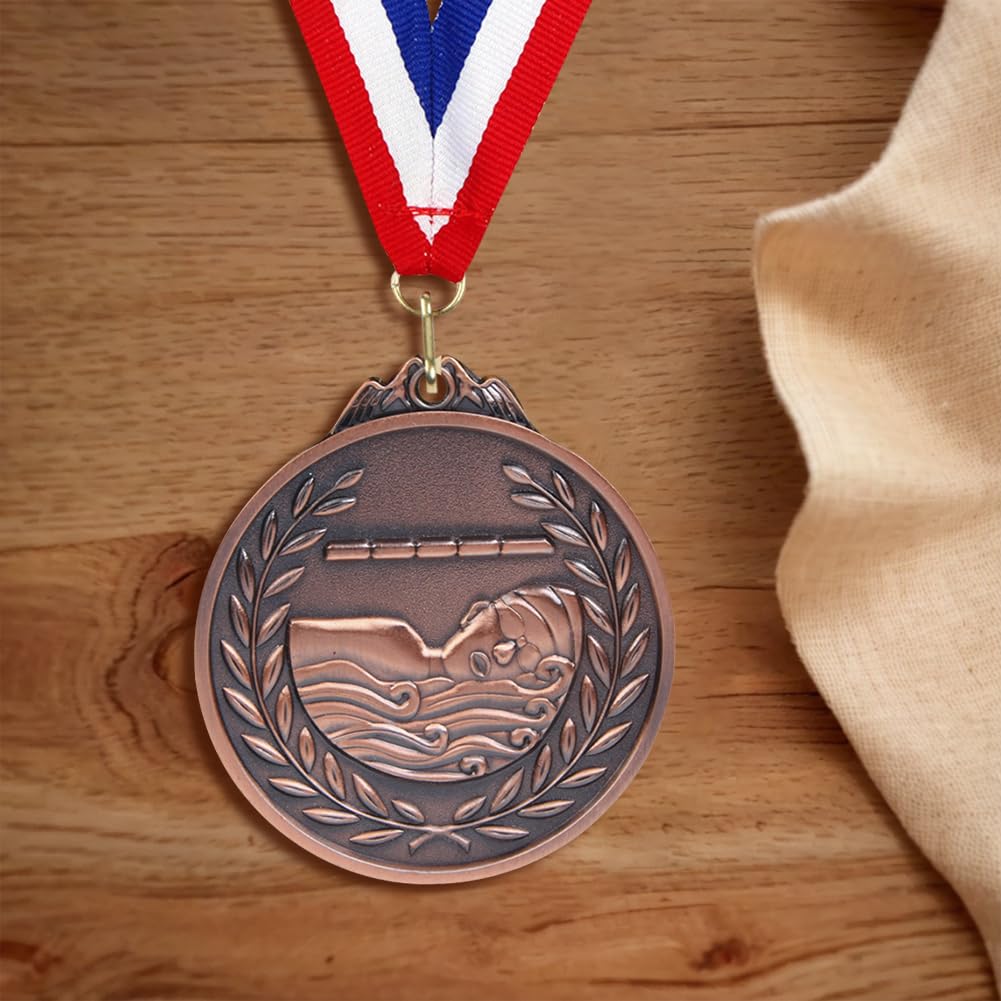 Medalla de natación 6,5 cm Recompensas Deportivas Cinta Cuello Metal Oro Plata Bronce Competiciones