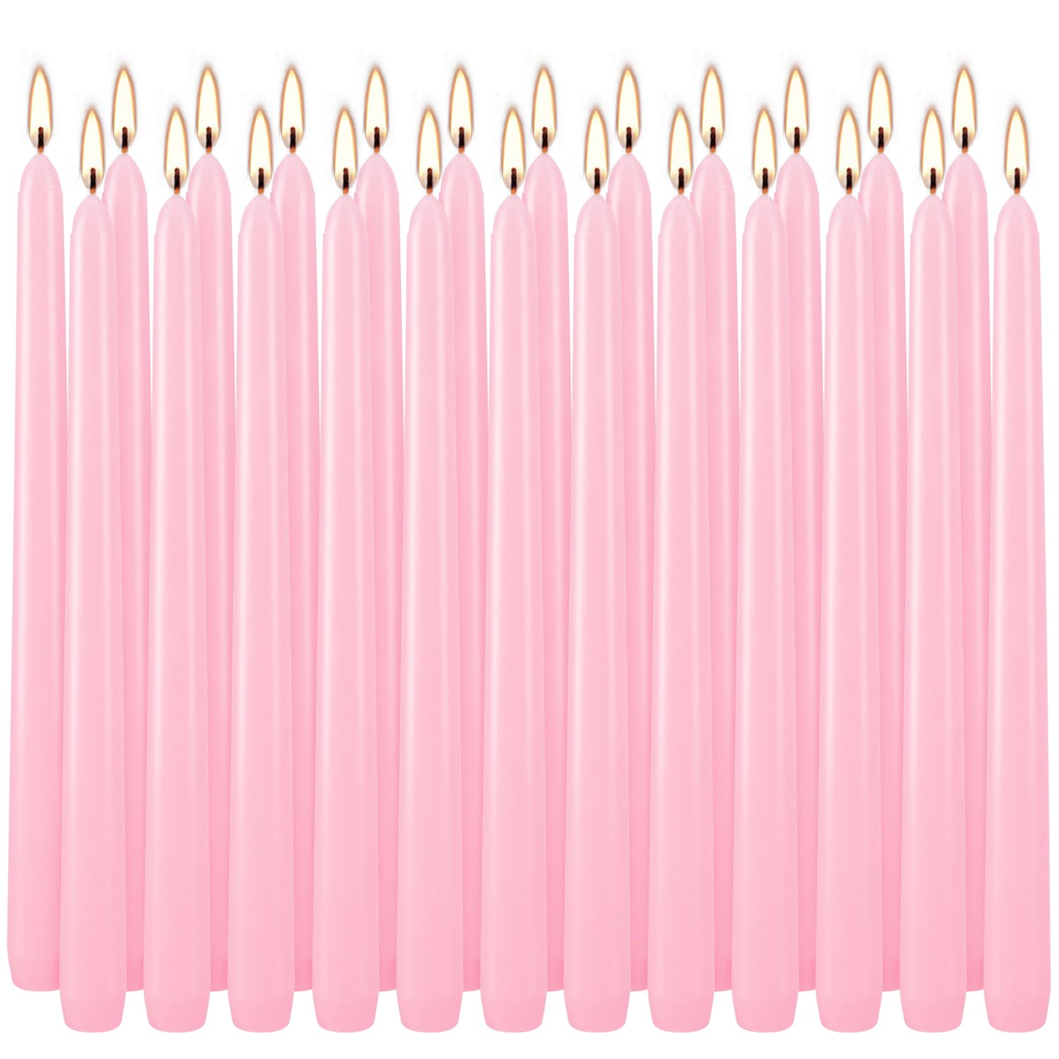 24 Pack Unscented Pink Taper Candle, 10 Inch Tall Candles Stick, Dripless Taper Candle with 8 Hour Burn Time, Deal for Party Wedding Emergency… …
