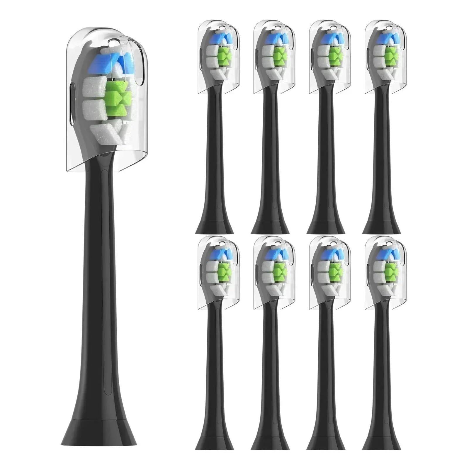 Confezione da 8 testine di ricambio for spazzolino denti compatibili con HX6063, tappi igienici, adatte a modelli elettrici(Black B)