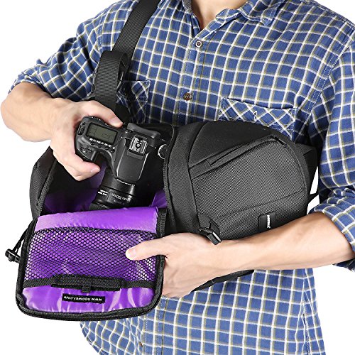 Neewer Professionelle Riemen-Kamera-Speicher-Beutel reißfeste und wasserdichte schwarze Rucksack Tasche für DSLR Kamera, Objektiv und Zubehör (lila Innen) - Image 7