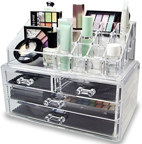 New Acrylic Jewelry Makeup Cosmetic Organizer Case Display Holder Drawer Box Storage Keep Your Makeup Neat And Tidy With Elegant Design