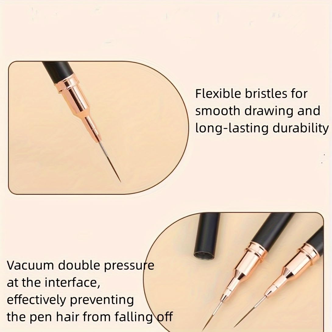 5pcs Nail Art Brushes Set Durable Drawing Pens with Variety of Tips 5mm-25mm Painting Tools for Intricate Nail — view 4