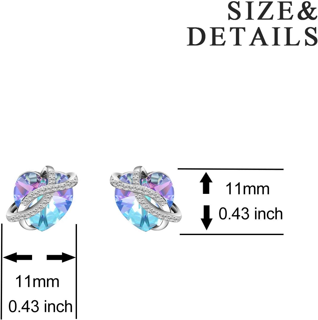 AOBOCO Infinity Heart Earrings Sterling Silver Hoop Earrings Embellished with Crystals from Austria, Hypoallergenic Dangle Drop Earrings, Fine Jewelry Gifts for Women - Image 4