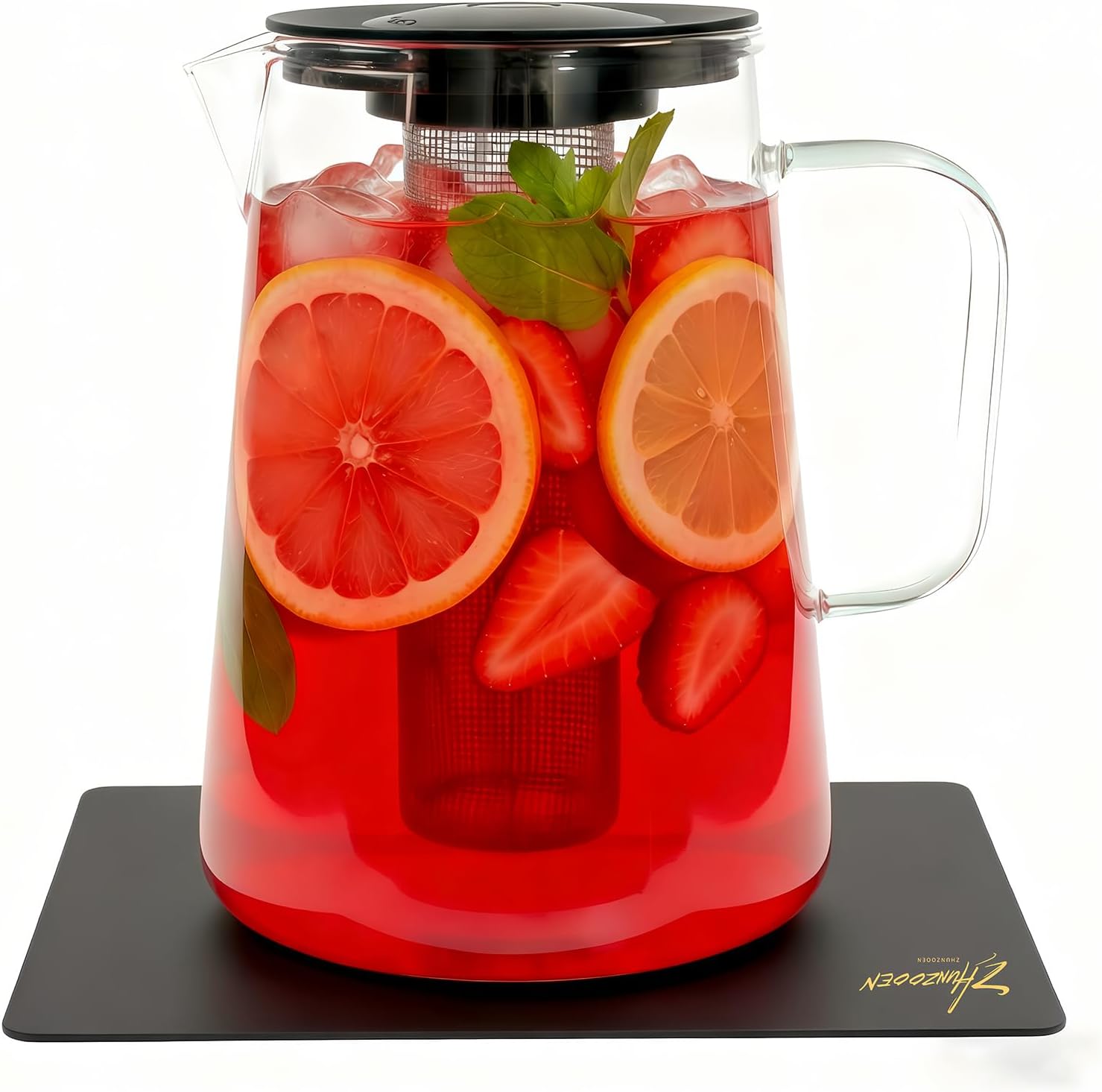 Glass Pitcher with Lid,3 Liter 101oz Glass Water Pitcher,Cold/Hot water jug, Iced Tea Pitcher, Large Jug for Coffee, Juice and Homemade Beverage