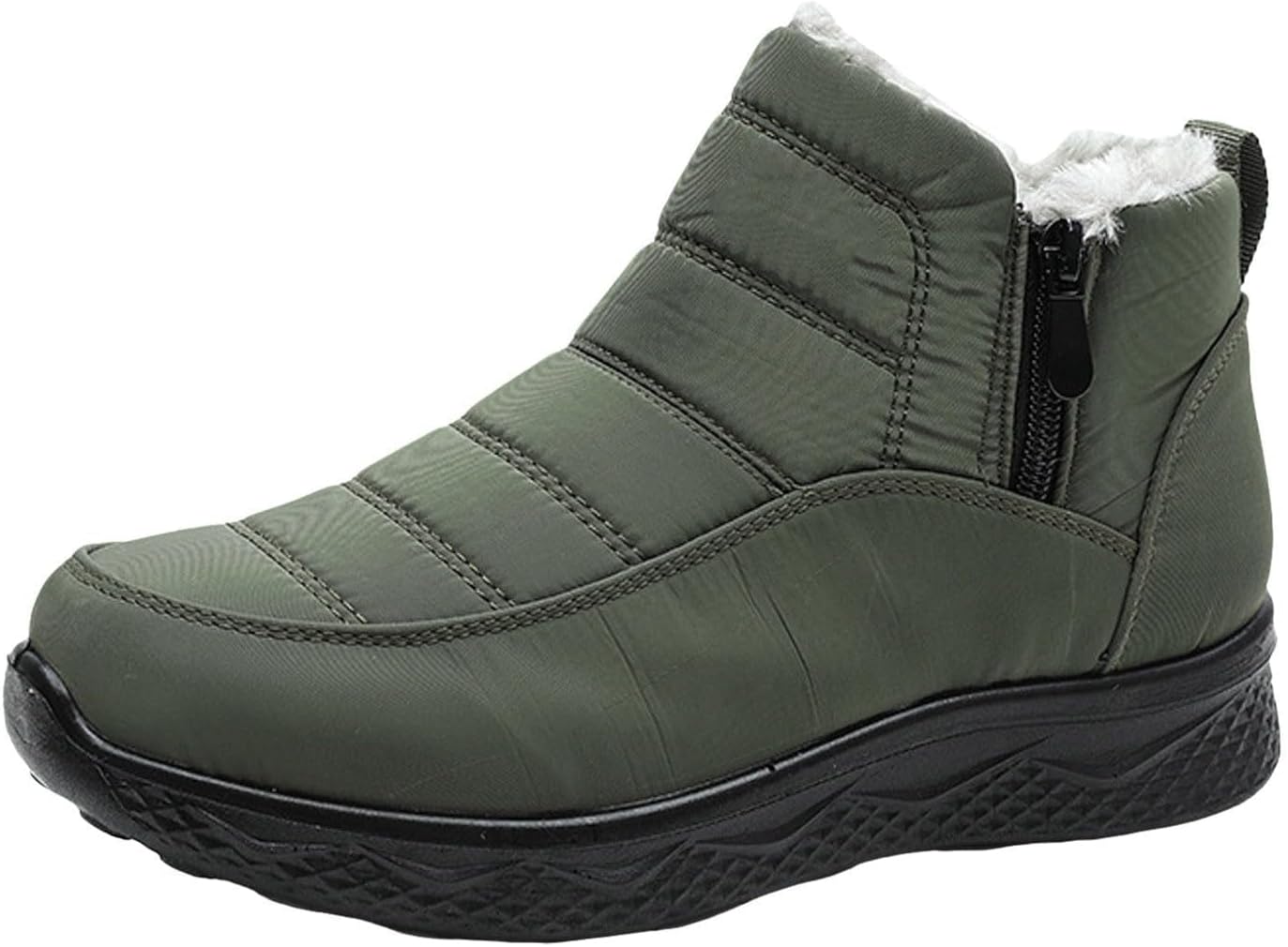 Snow Boots for Women Winter Boot with Comfortable Warm Fur Lined Ankle Booties Zip Up Outdoor Anti-slip Waterproof Short Slip On Lightweight Anti-Slip Sneaker Platform Stylish Fuzzy Booties