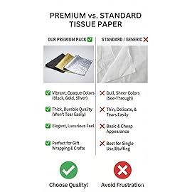 Ocean Tides 60 Sheets (14x20 Inches) Christmas Wrapping Paper - Gift Wrapping Tissue Paper Bulk for Crafts, Birthdays & Holidays- Colored Tissue Papers for Gift Bags & Decorations, Black, Silver, Gold