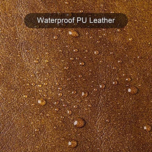 Furniliving Adjustable Bar Stools With Armrest, Modern Square Pu Leather Chairs With Back Swivel Counter Height Barstools With Arms For Kitchen Dining Pub Cafe, Set Of 2 (Yellowbrown) #TOP5