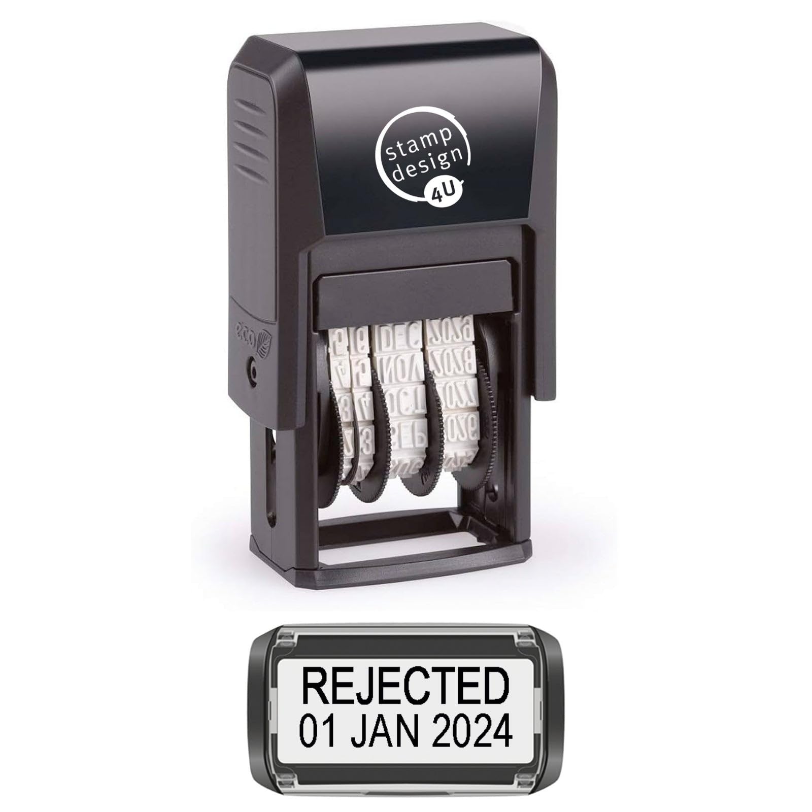 Self Inking Changeable Date Stamp - Rejected Date Stamp in Black Ink