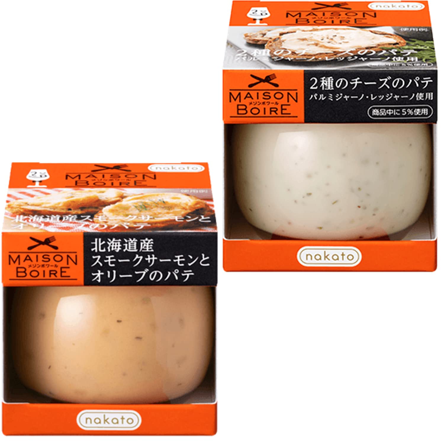 nakato(ナカトウ) メゾンボワール スモークサーモン オリーブ & チーズ パテ 2種アソート: