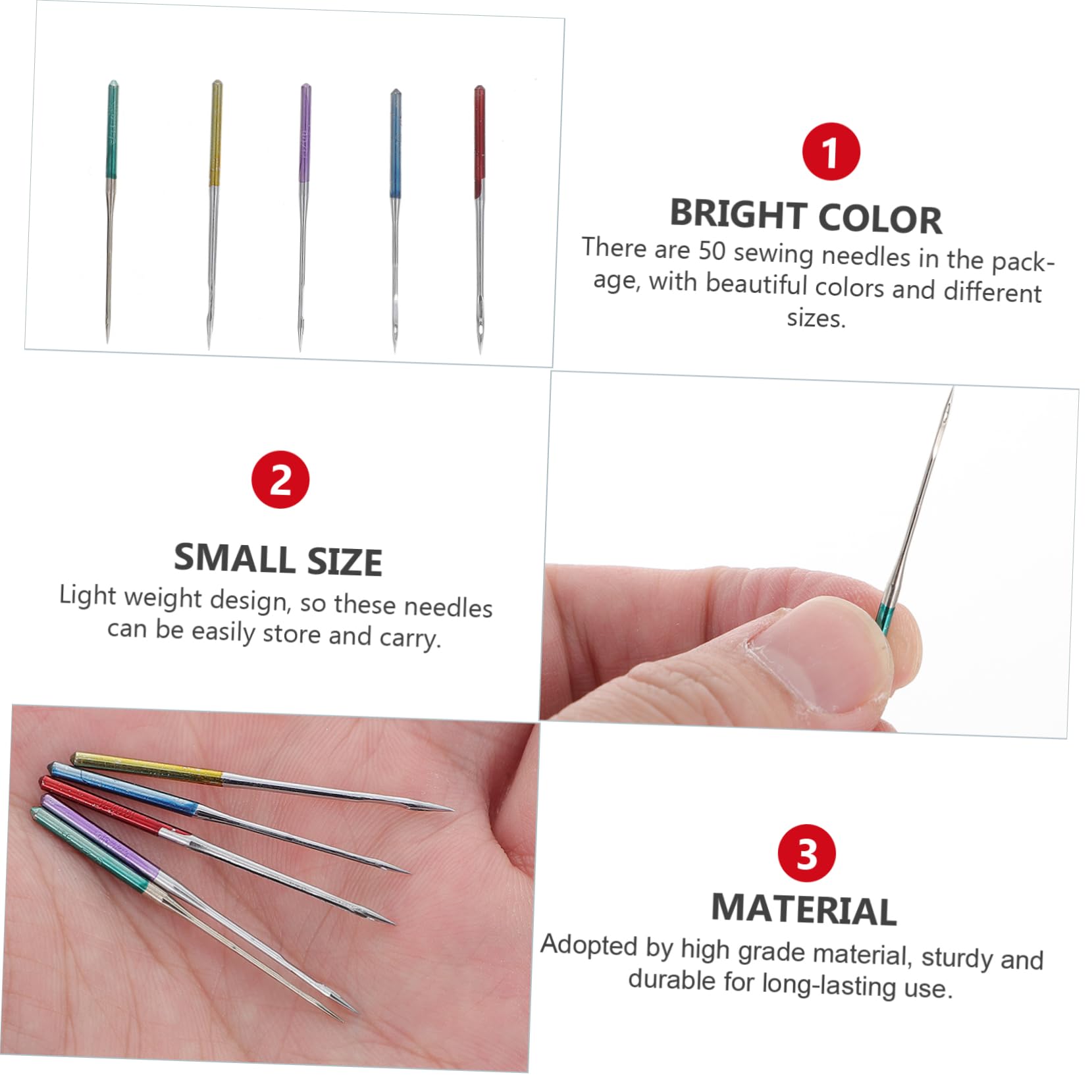 EXCEART 50 Agujas de Coser para Máquina, Metal Resistente para Telas Elásticas y Gruesas, Ligeras y Duraderas, Ideales para Costura Doméstica Profesional