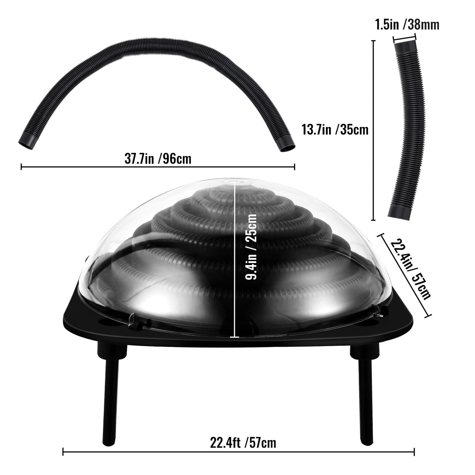 Kit de chauffage pour piscine, Chauffe-dôme solaire pratique dans le sol/hors sol chauffe-eau de piscine dôme chauffé par le soleil noir for piscines extérieures Pour piscines hors-sol et enterrées
