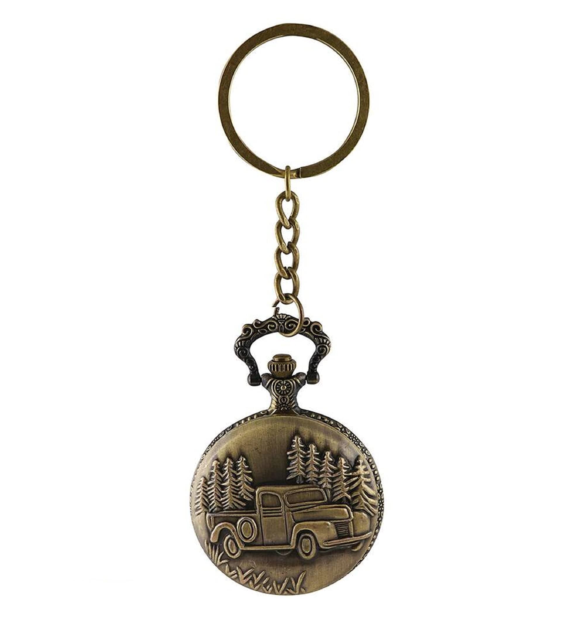 AUGEN Pocket Watch Metal Keychain Vintage Car Retro Vintage for Gifting With Key Ring Anti-Rust 2 (Pack Of 1)-image-26
