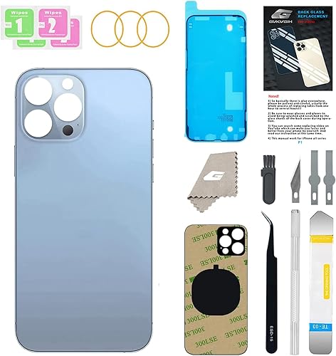 Reemplazo de cristal trasero para iPhone 13 Pro Max con herramientas Repir, reemplazo de vidrio para todos los portadores con adhesivo preinstalado