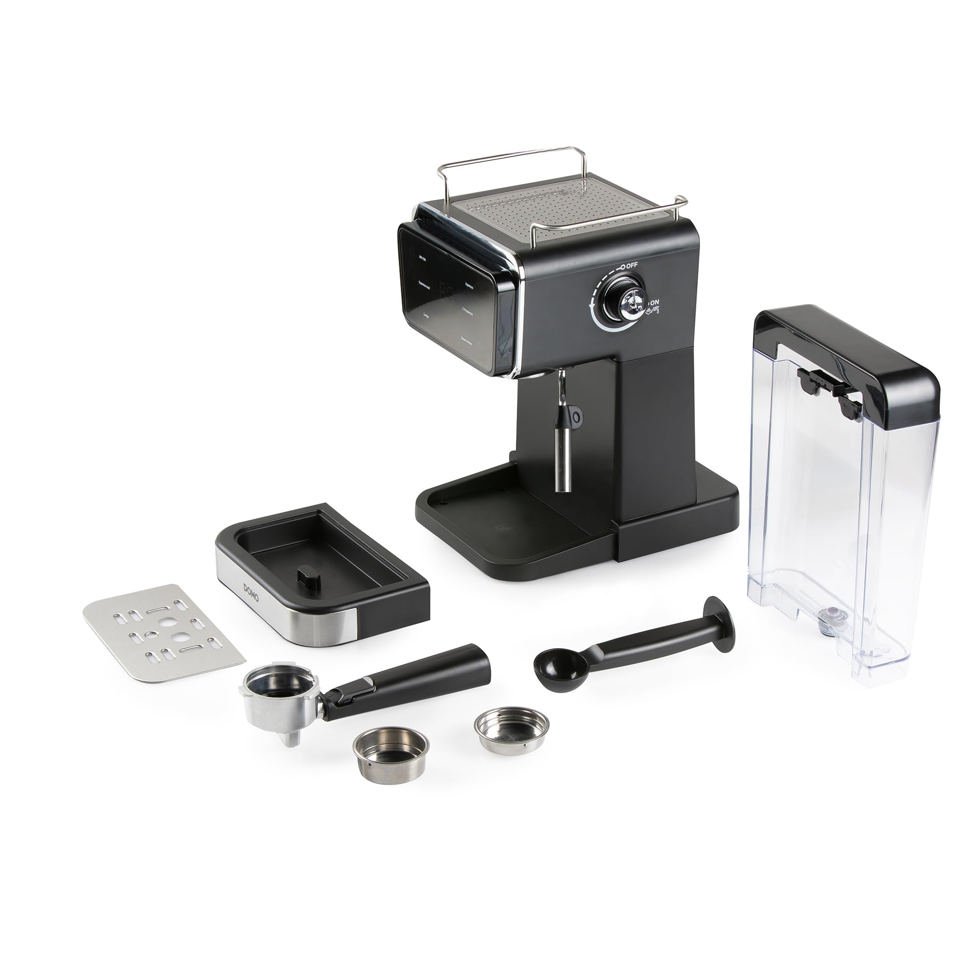 DOMO DO757K - Máquina espresso de 20 bares - Pantalla táctil a color - Boquilla de vapor - Café molido - Alternativa máquina espresso automática - Depósito 1,5 L